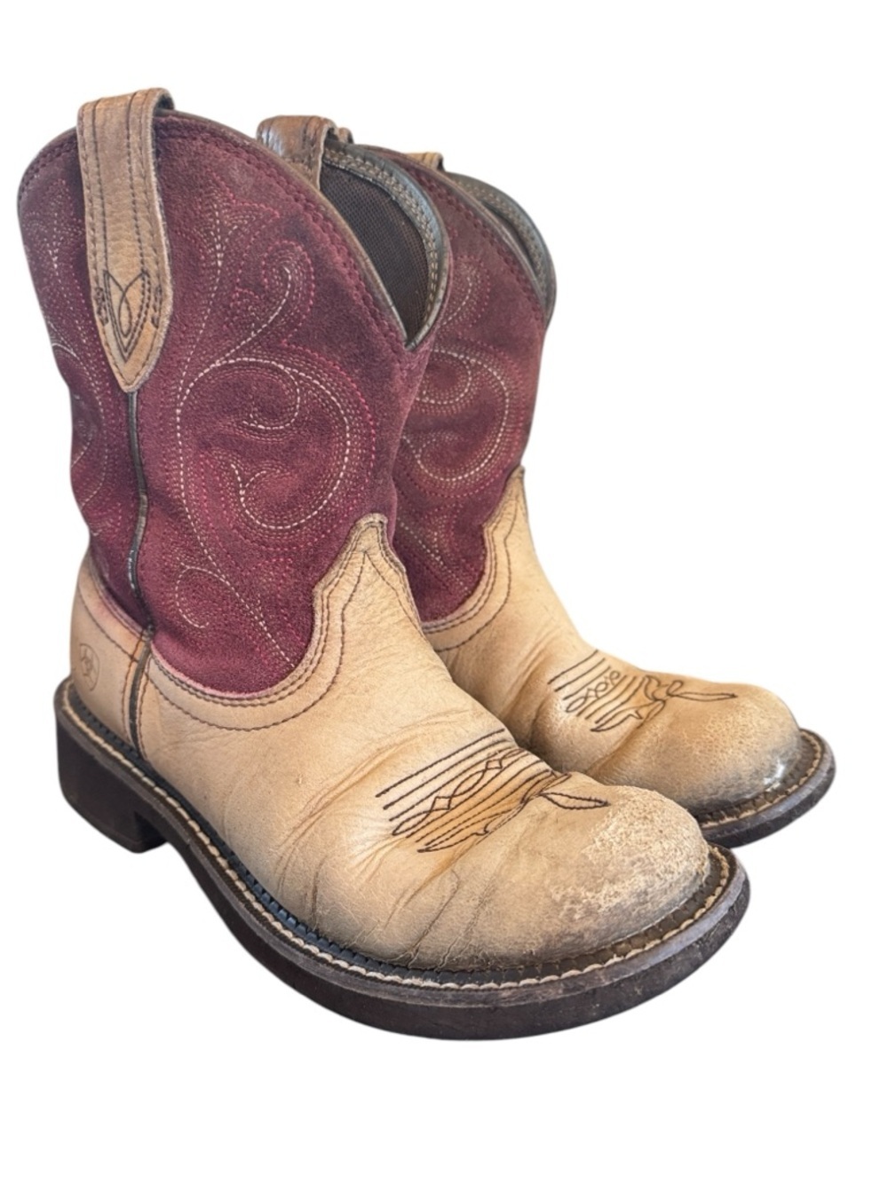 Ariat cowboy work horse farm  boots size 7B tan deep red